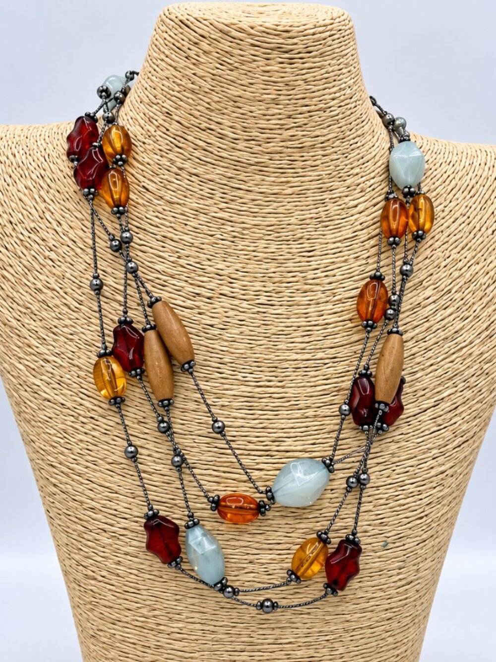 Premier Designs Multicolor Beaded Multi Strand Statement Necklace